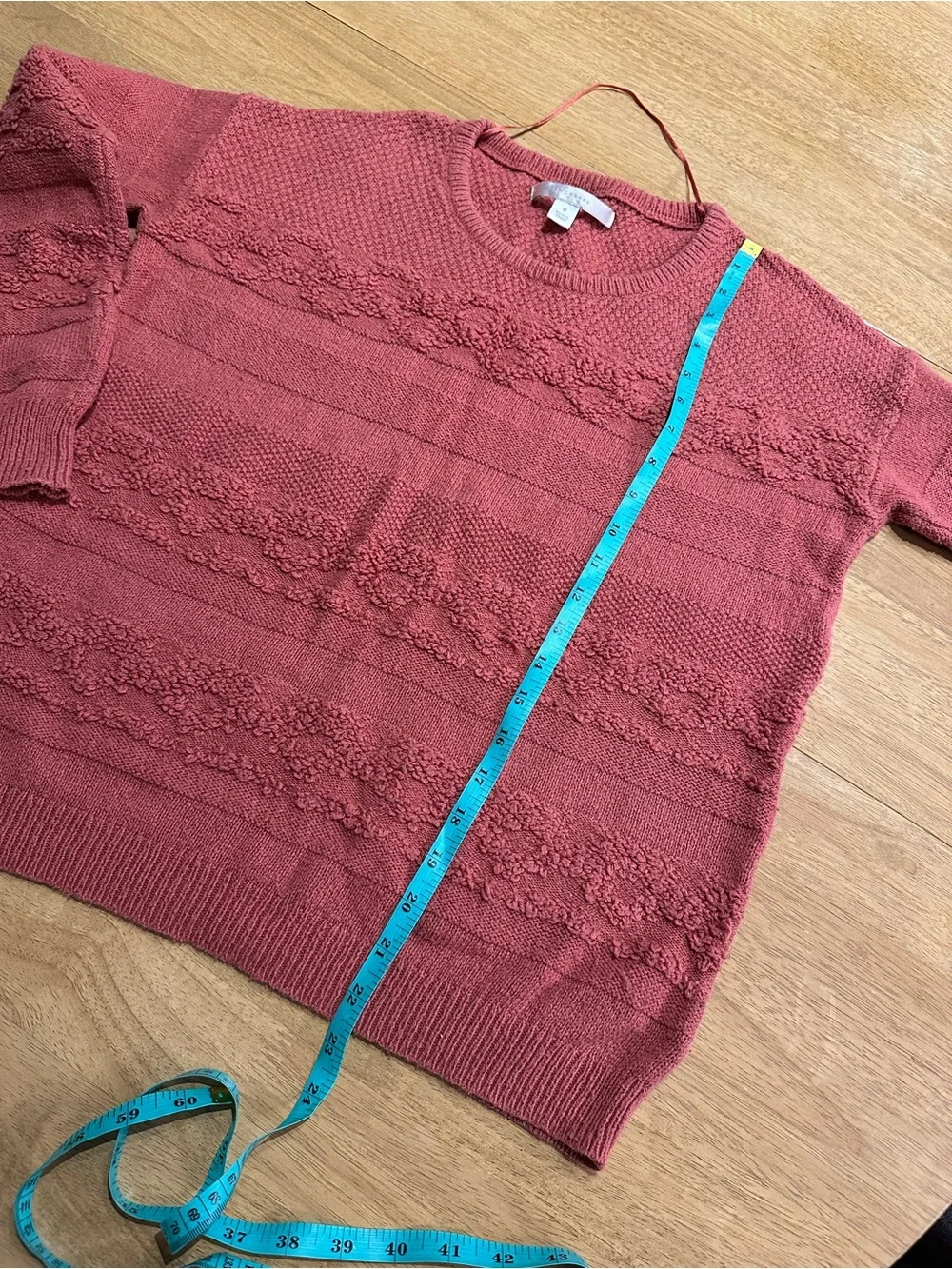LC Lauren Conrad Medium Orange Textured Crew Neck Sweater